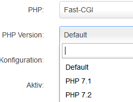Auswahl der PHP Version 